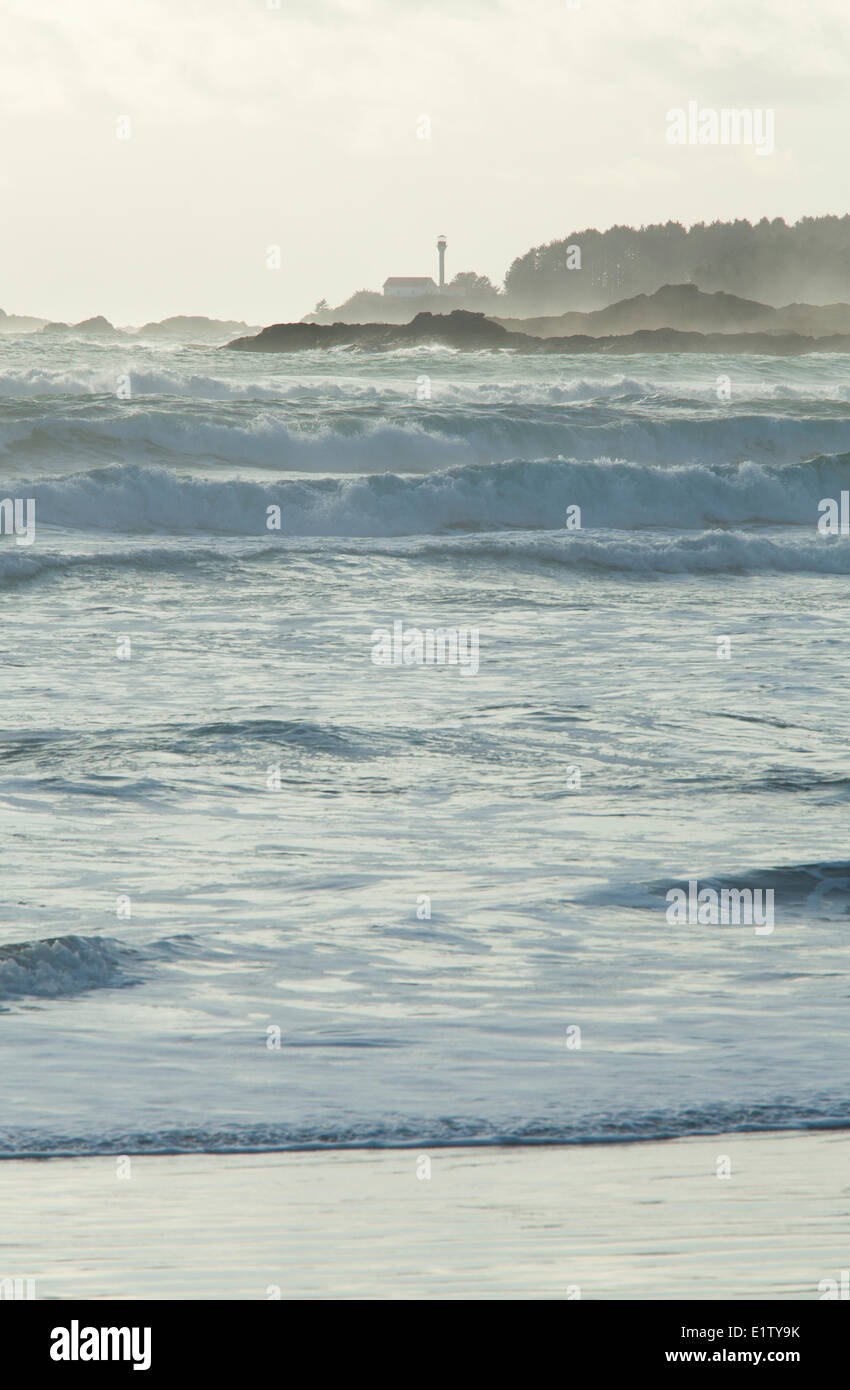 Vagues à Cox bay beach près de Tofino, Colombie-Britannique, Canada, sur l'île de Vancouver et dans le détroit de Clayoquot Réserve de biosphère de l'UNESCO. Banque D'Images