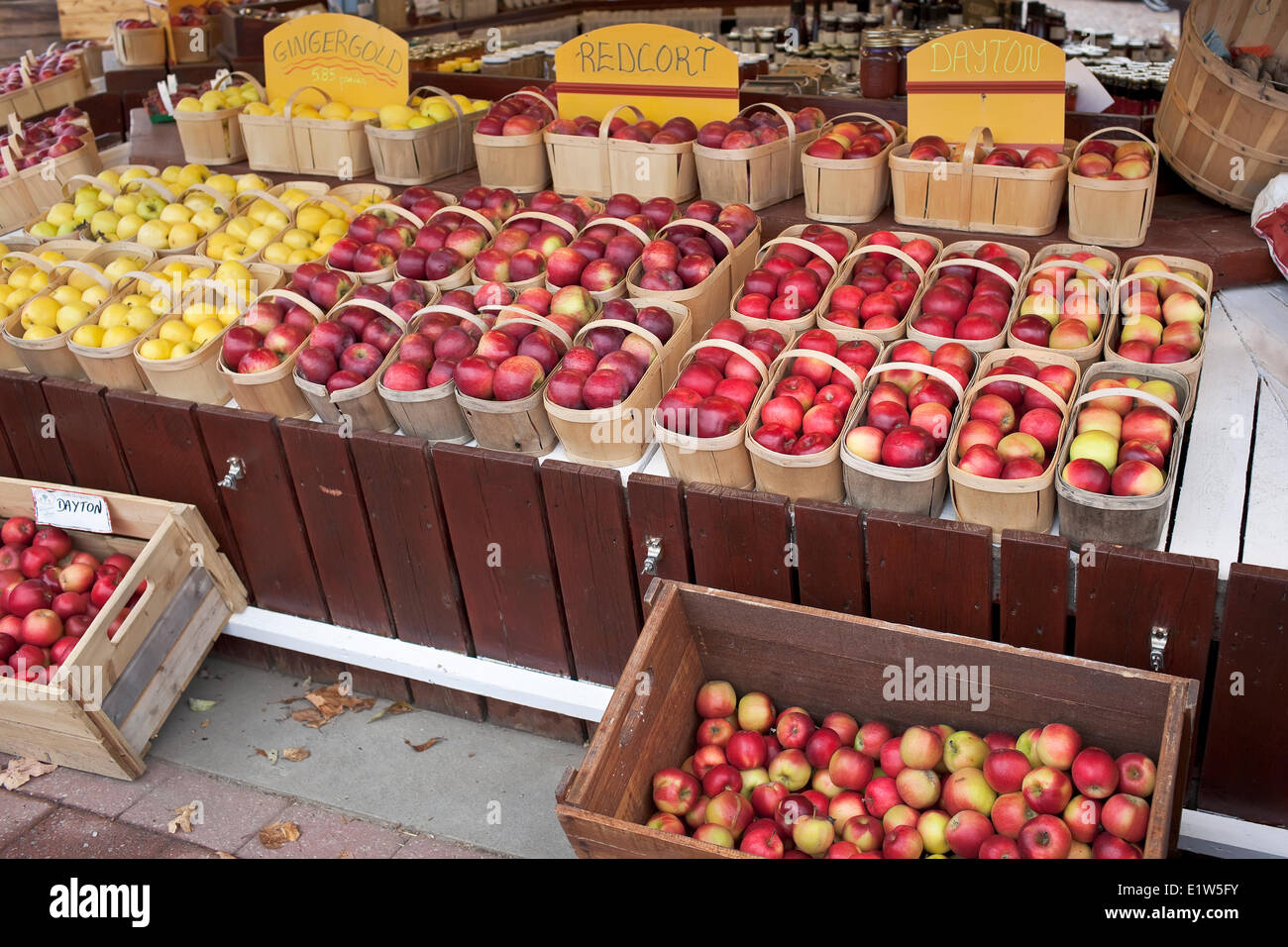 Pommes à un marché de fermiers, Estrie, Québec, Canada Banque D'Images
