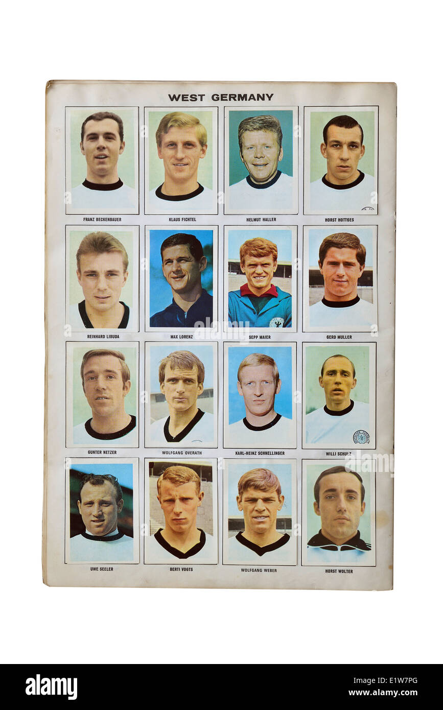 L'équipe de football de l'Allemagne de l'Ouest, 1970, au Mexique. Les stars du football football player card collection, Banque D'Images