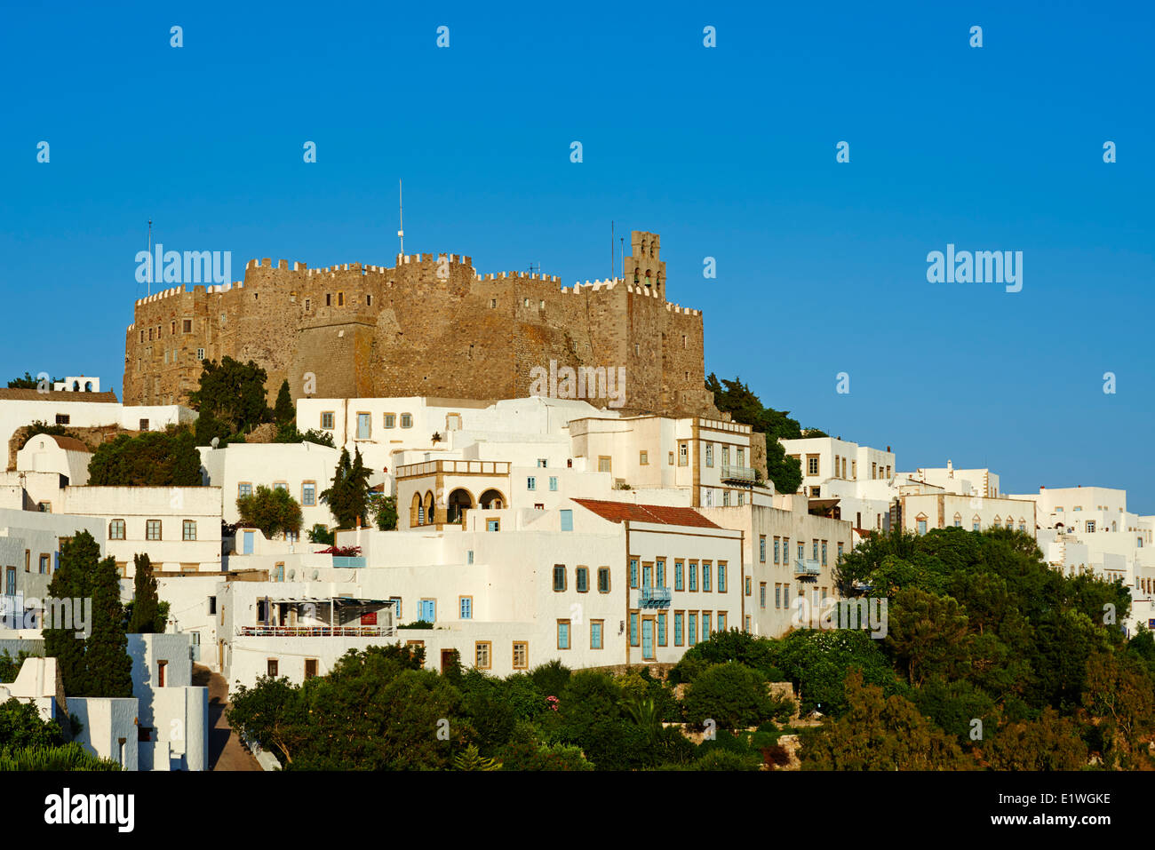 Grèce, Îles du Dodécanèse, l'île de Patmos, Agios Ioanis Theologos, monastère de St John, Unesco world heritage Banque D'Images