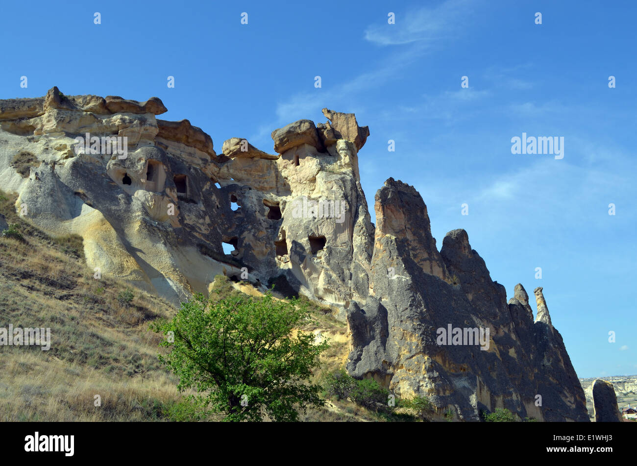 La Cappadoce, en Turquie. Landsof contes étranges avec un chapeau de basalte qui renouvelle lui-même, provoqué par deux volcans,l'Erciyes et Hasan Banque D'Images