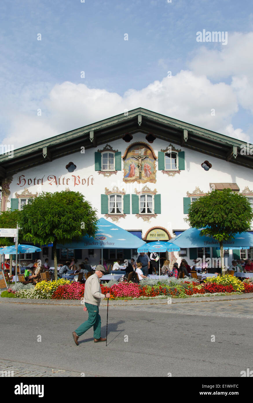 D'Oberammergau, en Bavière, Allemagne. La ville est célèbre pour sa production d'un jeu de la Passion, ses sculpteurs sur bois Banque D'Images