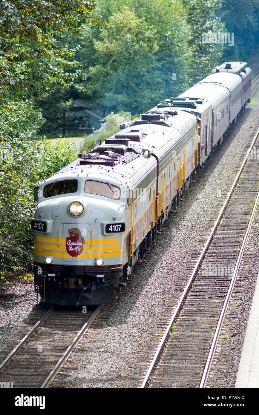 Le Canadien Pacifique (CP) le train de voyageurs historique Royal Canadien Pacifique à Coquitlam, BC, Canada. Banque D'Images