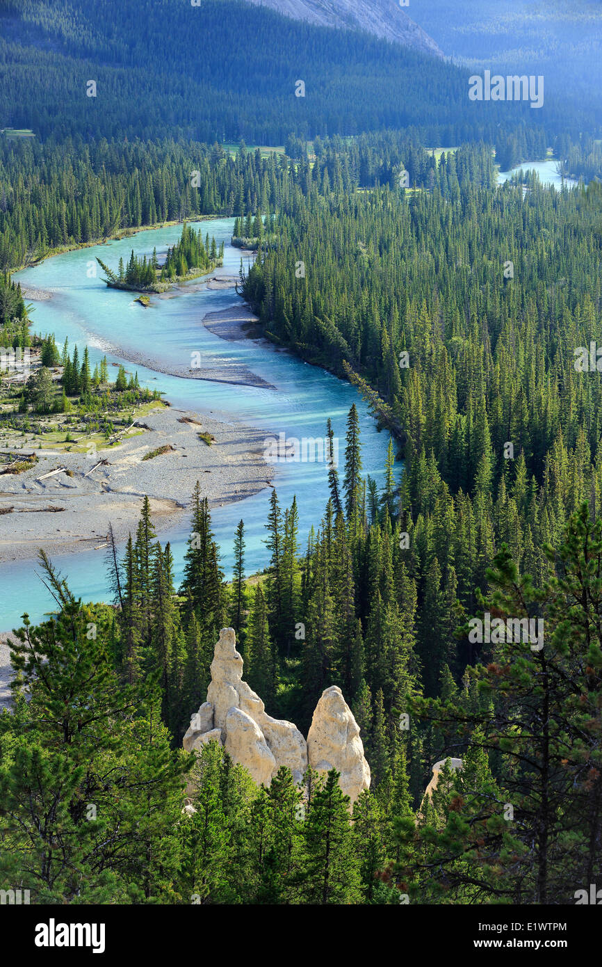 Cheminées dans la vallée de la rivière Bow, Banff National Park, Alberta, Canada Banque D'Images