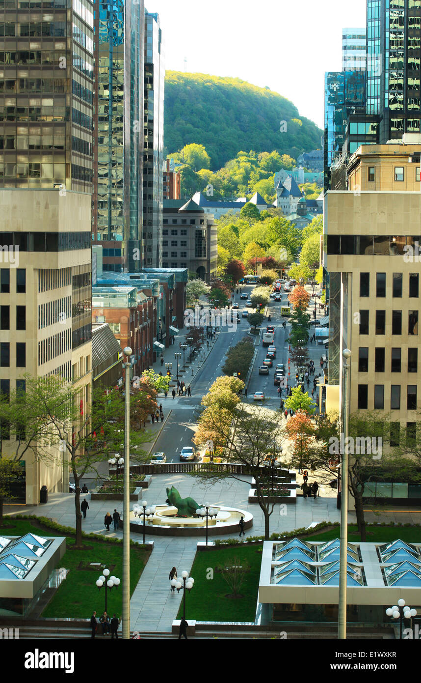 L'avenue McGill College est une courte et pittoresque rue tournant sur un axe nord-sud au centre-ville de Montréal entre la Place Vill Banque D'Images