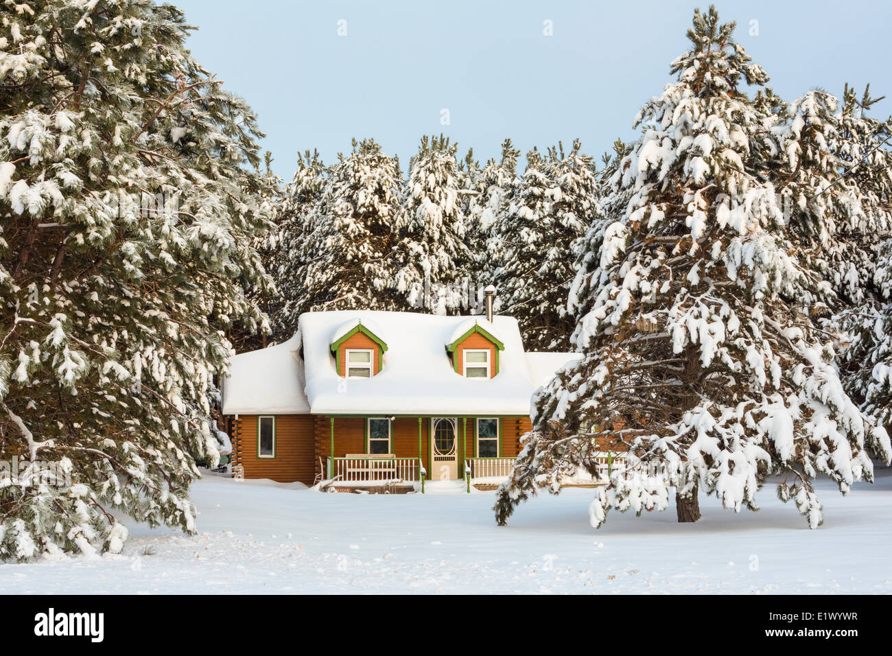Chalet en hiver, Argyle Shore, Prince Edward Island, Canada Banque D'Images