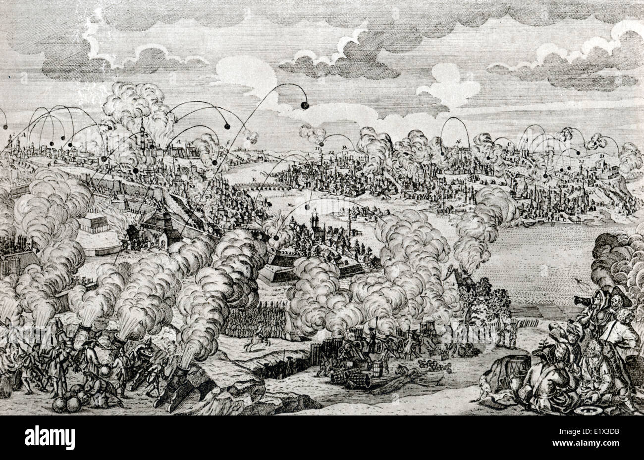 La Guerre de Succession d'Autriche (1740-48) La bataille de Prague Vysehrad hill 1741. Bombardement de la colline de Vysehrad Banque D'Images