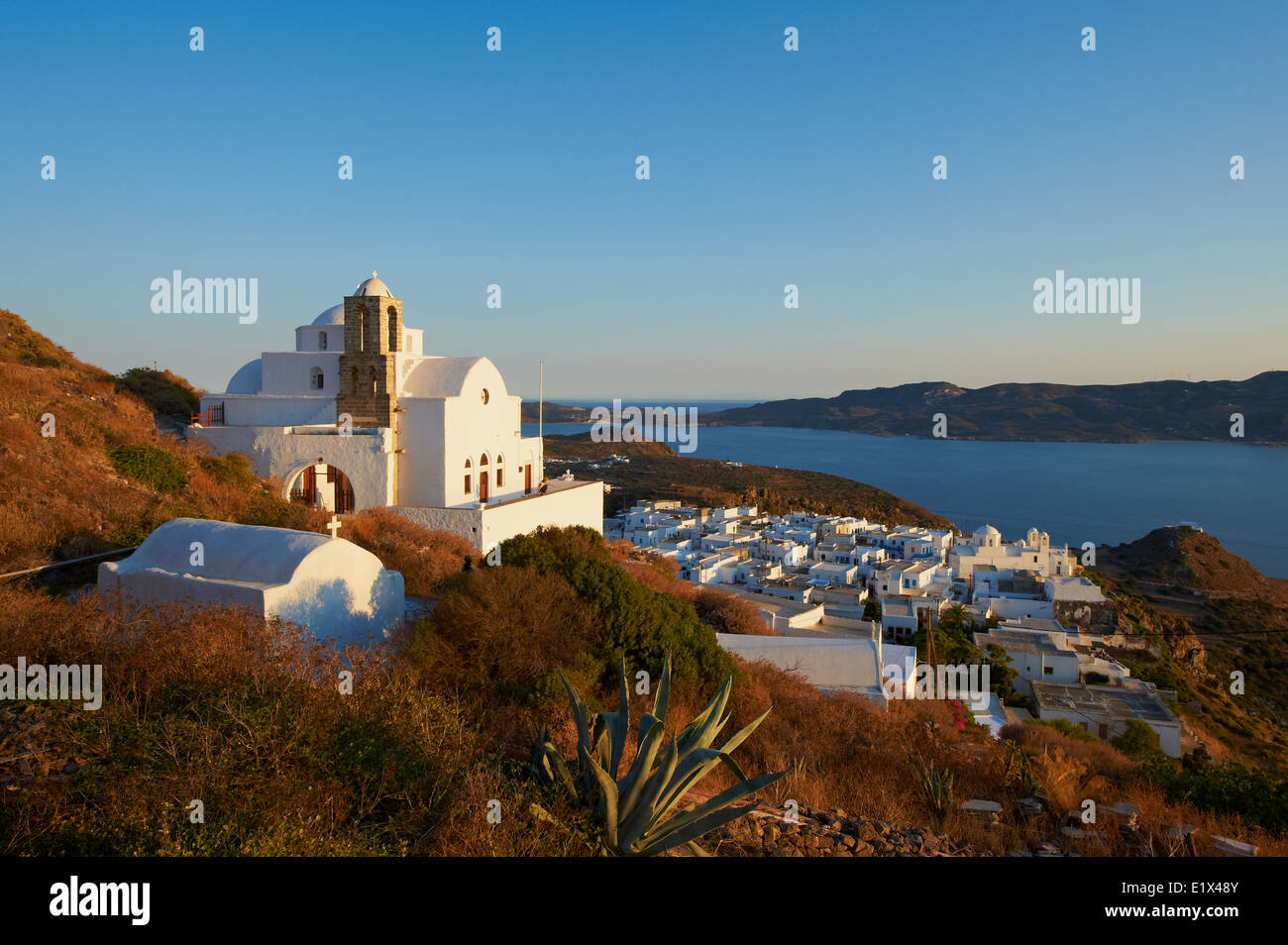 La Grèce, Îles Cyclades, Milos Plaka, la ville capitale de l'île, Ipapanti church Banque D'Images