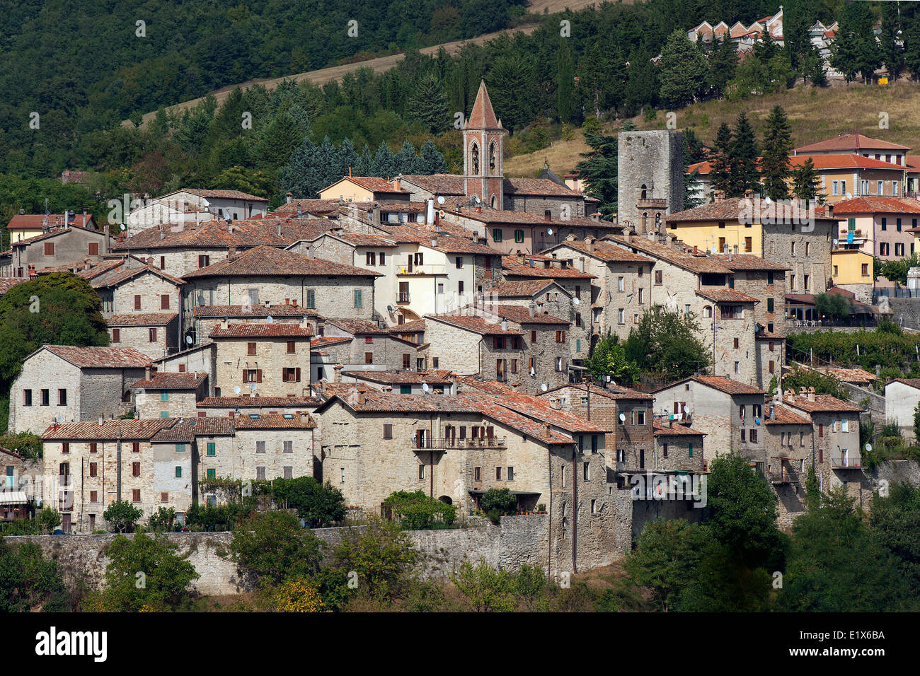 Village de Pietralunga, Haute Vallée du Tibre, Ombrie, Italie Banque D'Images