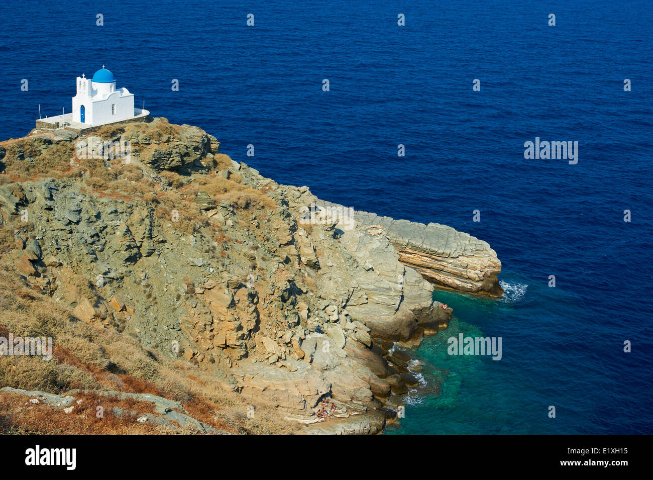 La Grèce, Îles Cyclades, Sifnos, sept martyrs chapelle, village de Kastro Banque D'Images