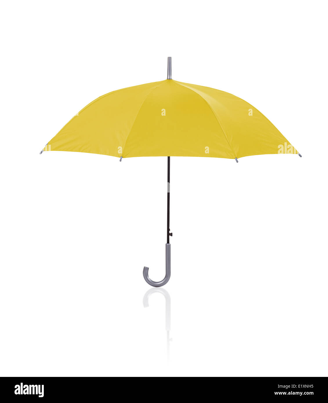 Parapluie jaune ouvert isolé sur fond blanc Banque D'Images