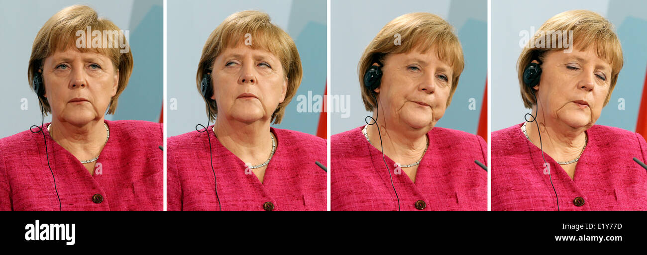 La chancelière allemande, Angela Merkel, réponses aux questions des journalistes lors d'une conférence de presse à Berlin le 18 juillet en 2012. Banque D'Images