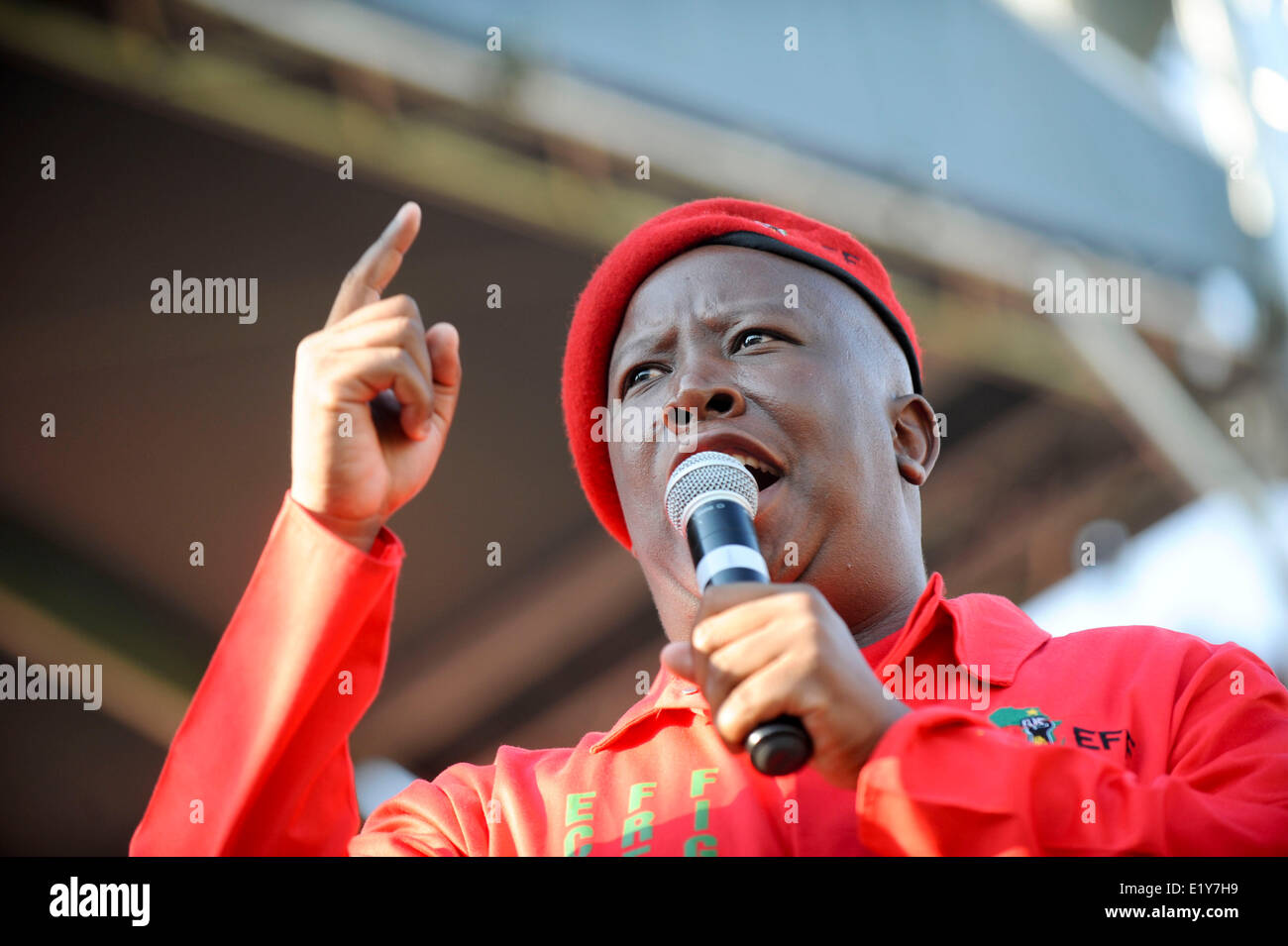Julius Malema prend l'étape à la FEP rassemblement au stade de Moripe, Atteridgeville, Tshwane. Banque D'Images