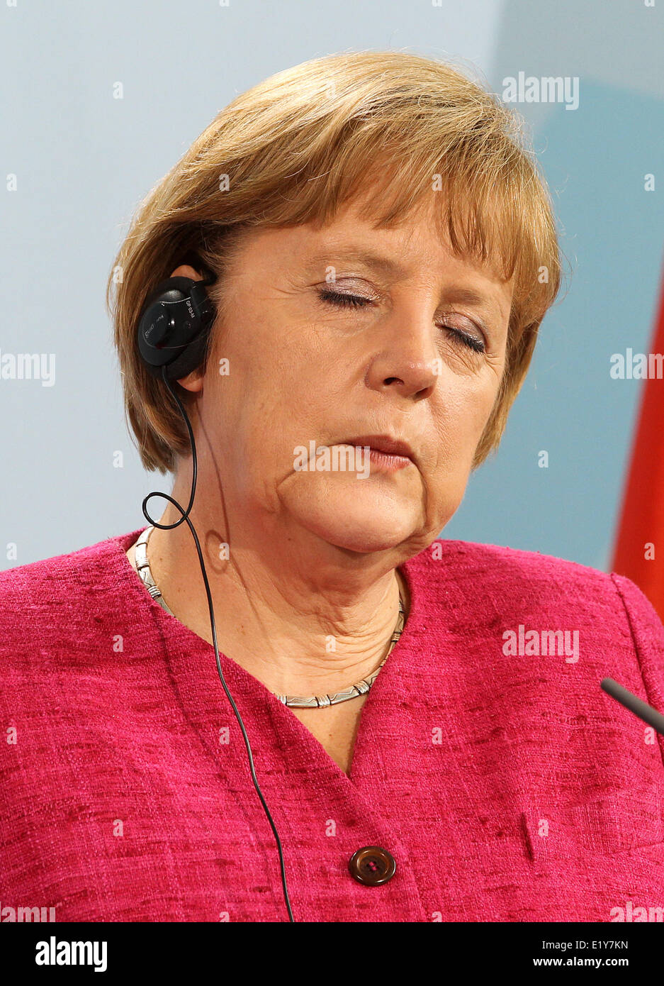 La chancelière allemande, Angela Merkel, réponses aux questions des journalistes lors d'une conférence de presse à Berlin le 18 juillet en 2012. Banque D'Images