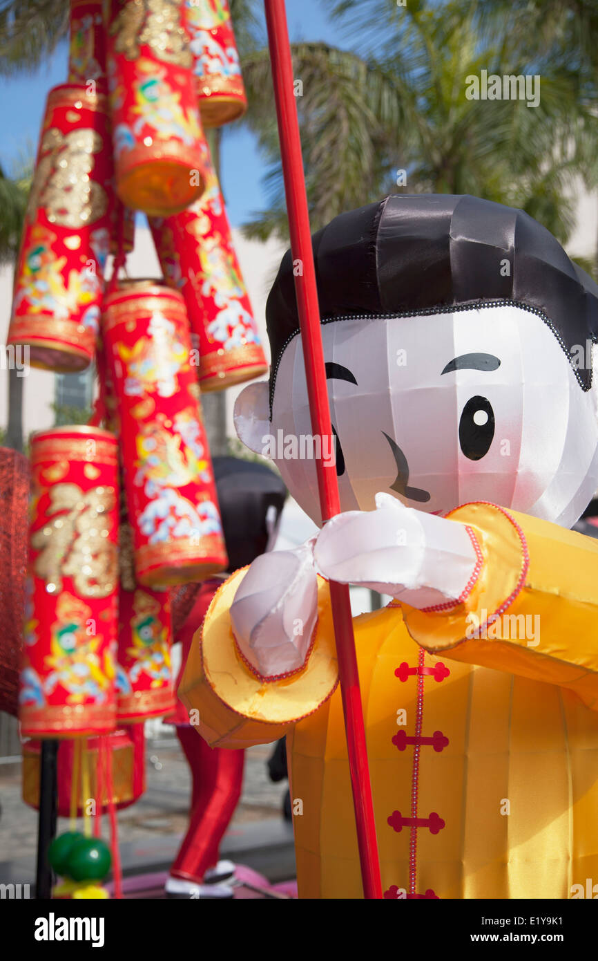 Le Nouvel An chinois lantern afficher, Tsim Sha Tsui, Kowloon, Hong Kong, Chine Banque D'Images