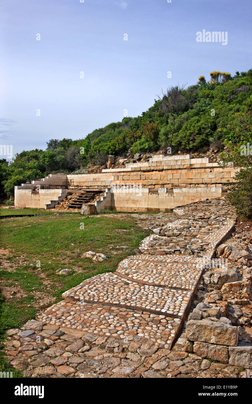 Sur le site archéologique de l'Antique Stagyre antique, berceau du grand philosophe grec, Aristote. Halkidiki, Macédoine, Grèce. Banque D'Images