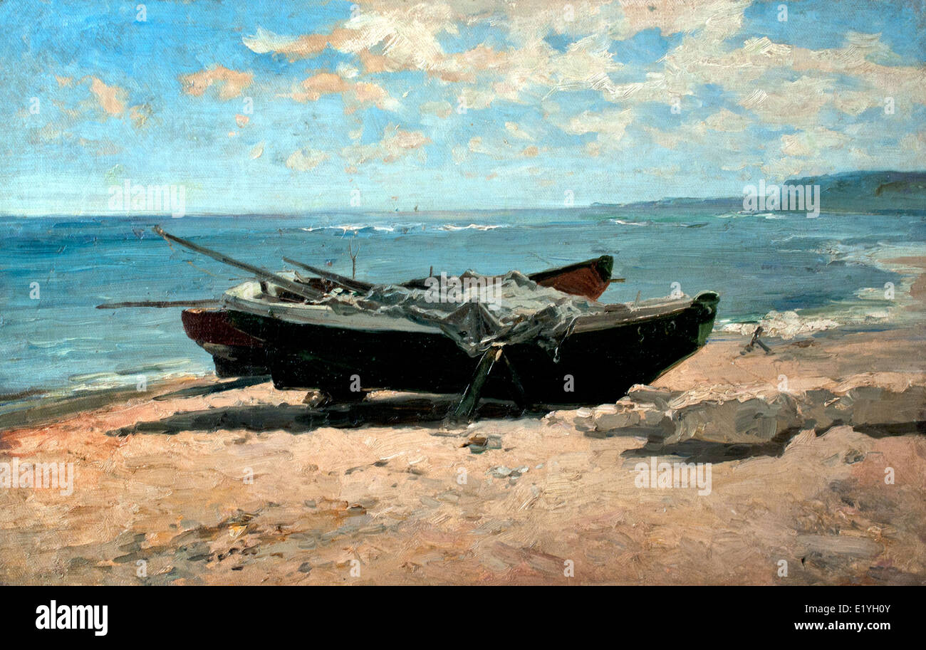 Deux bateaux ( Guerhary ) 1881 Carlos De Haes 1826-1898 peintre espagnol à partir de la Belgique. Banque D'Images