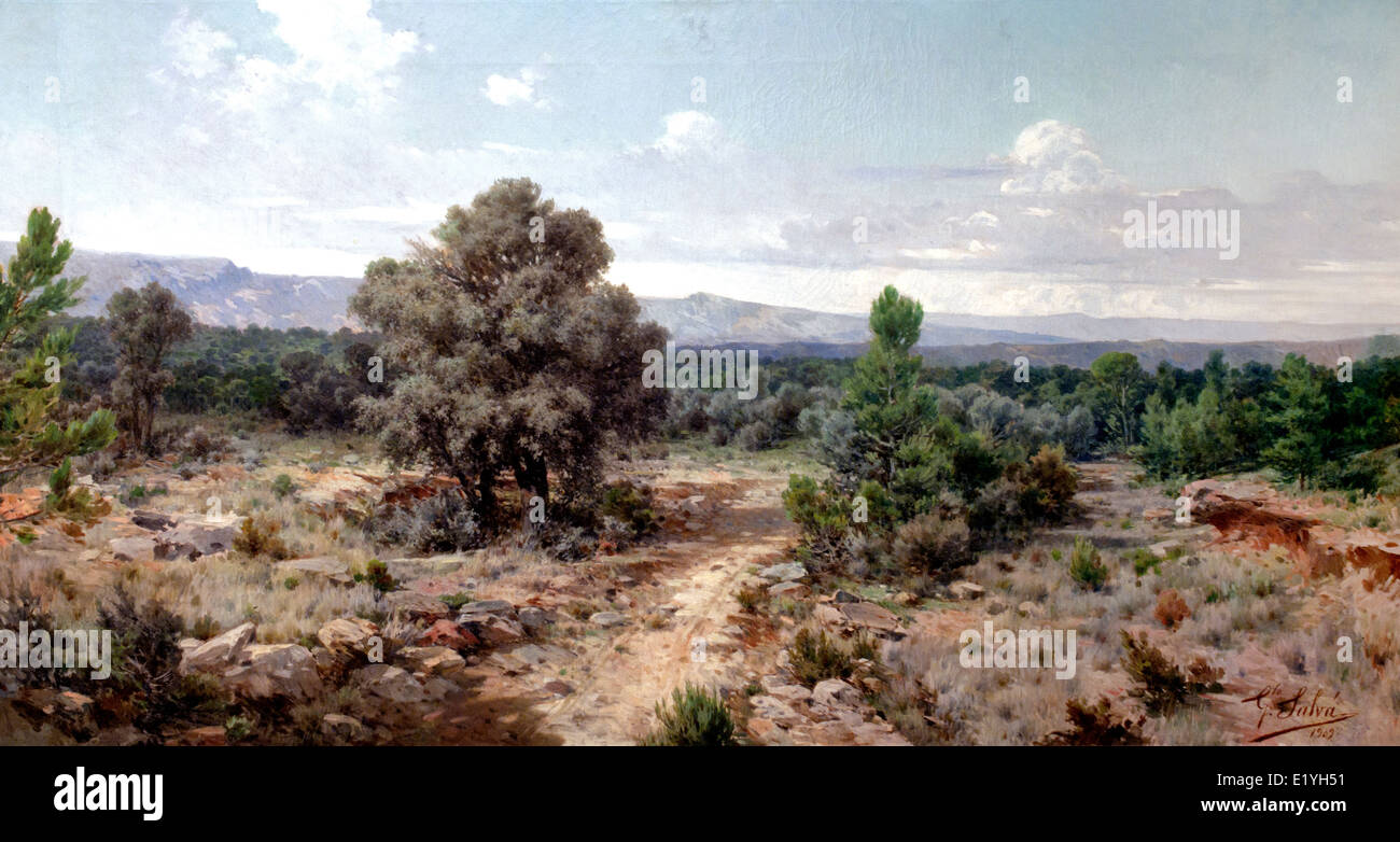 Paysage avec montagnes Negrete 1909 Gonzalo Salva Simbor Espagnol Espagne 1845-1923 Banque D'Images