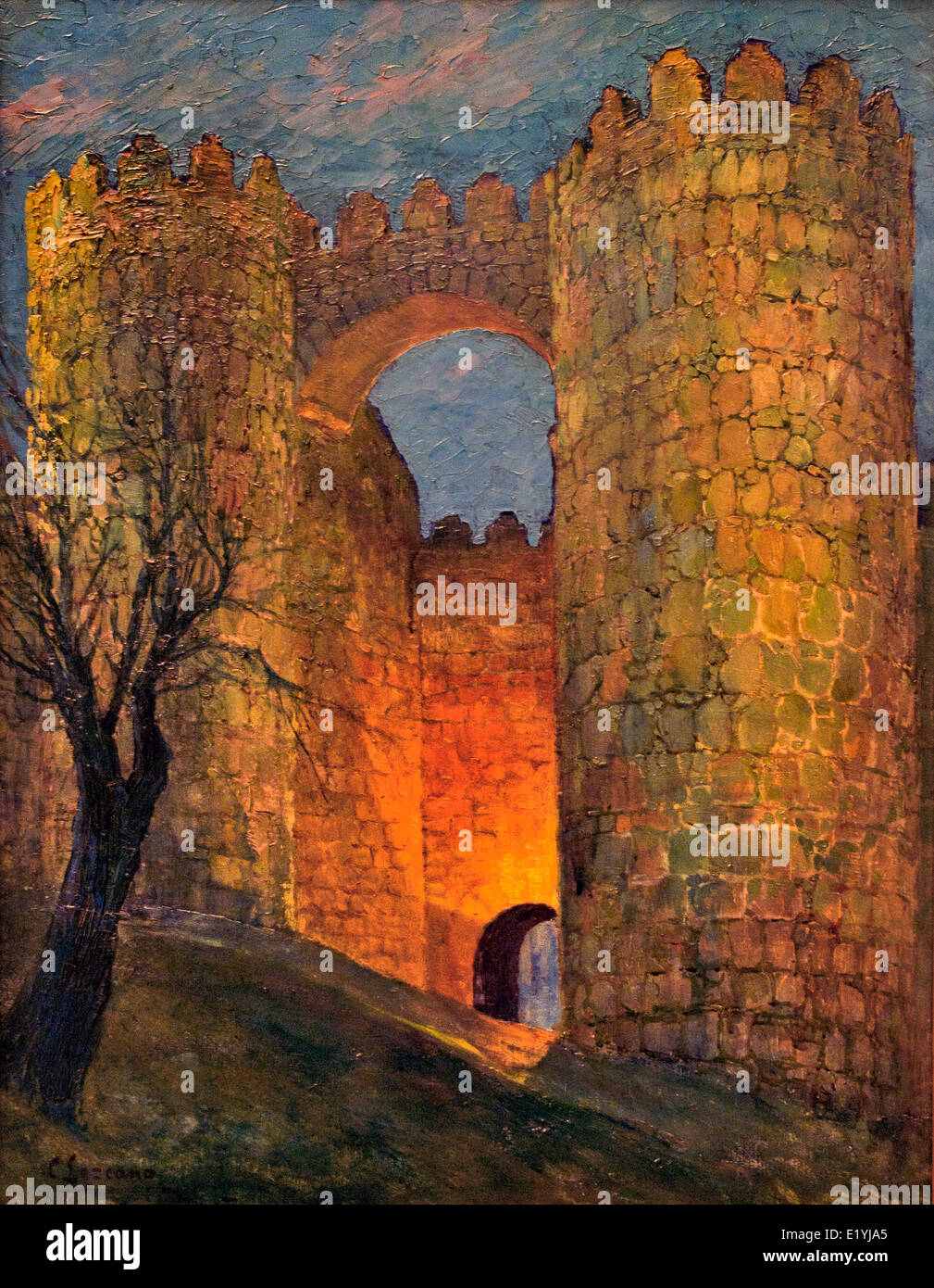 La tour de l'Espadero Caceres par Carlos Lezcano Fernandez 1871-1929 Espagnol Espagne Banque D'Images