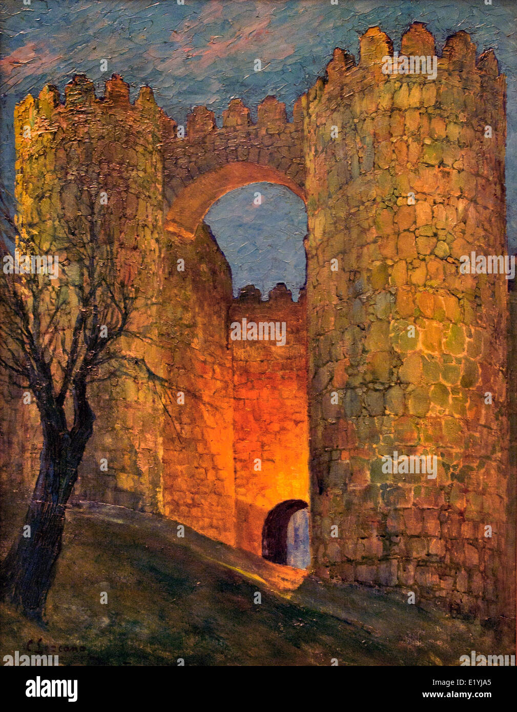 La tour de l'Espadero Caceres par Carlos Lezcano Fernandez 1871-1929 Espagnol Espagne Banque D'Images