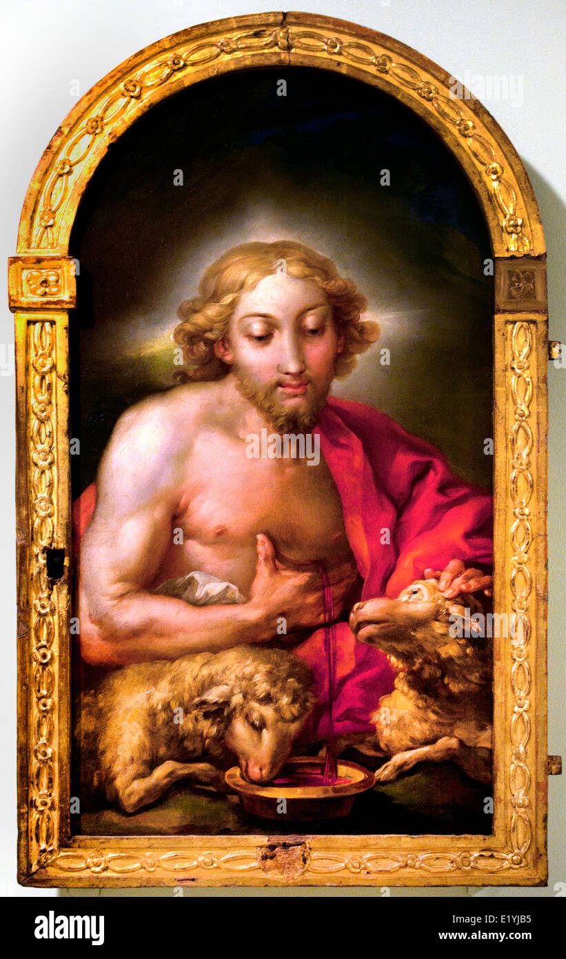 Le bon berger nourrit ses agneaux 1795 Vicente Lopez Portana Espagnol Espagne 1772-1850 Banque D'Images