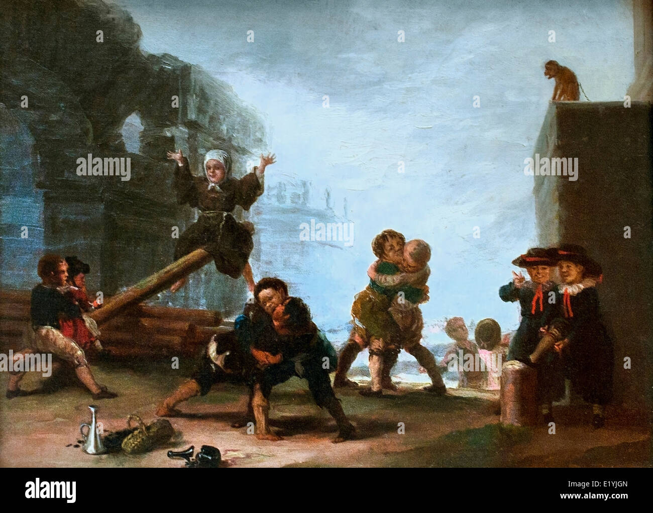 Un jeu d'ENFANT LE COUVRE-CULASSE / O EL PASO BROWN Francisco de Goya y Lucientes 1746 - 1828 Banque D'Images
