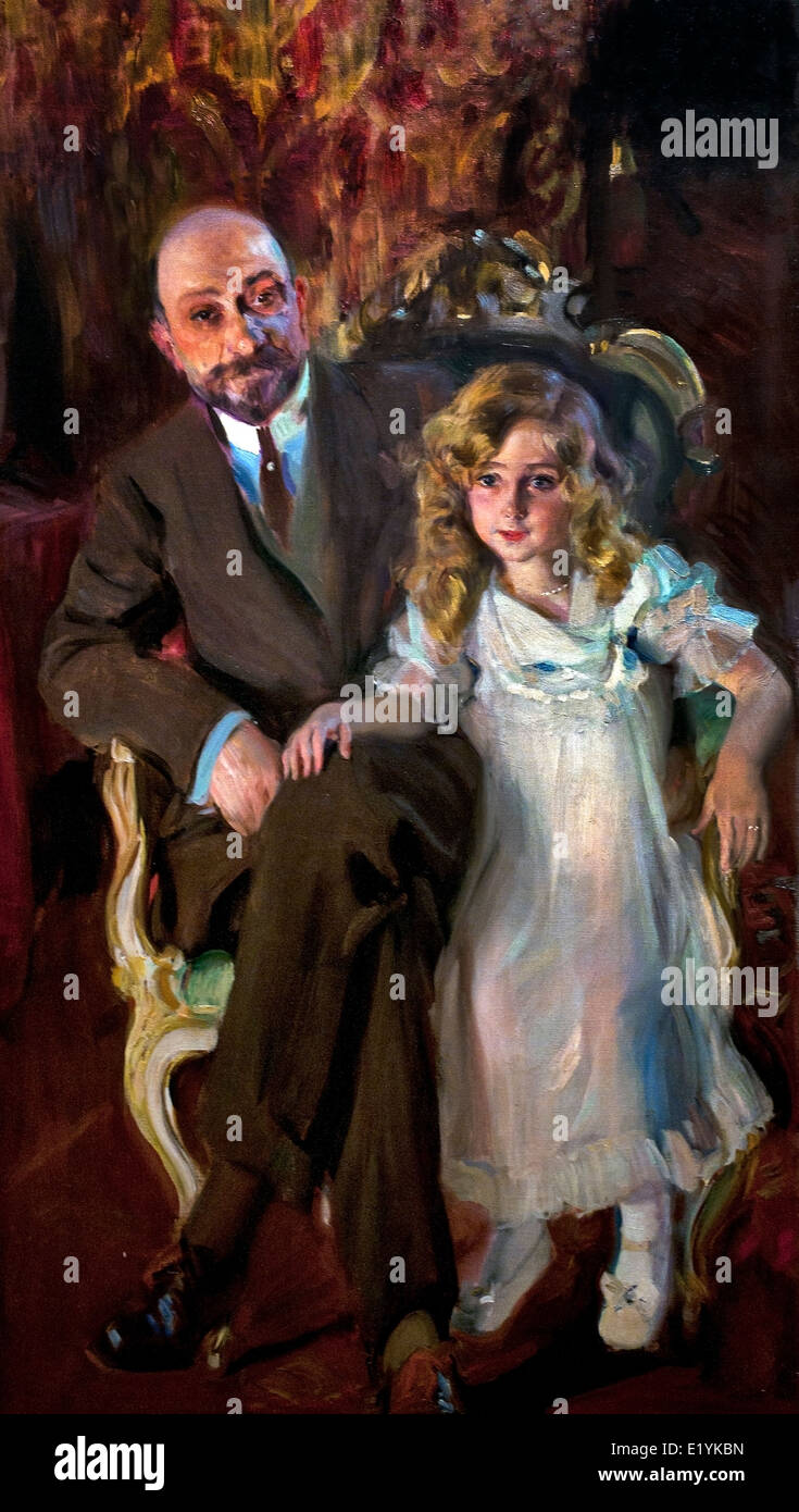 M. Carlos Urcola avec sa fille Eulalia 1914 Joaquín Sorolla y Bastida (1863 -1923) Madrid Valence Espagne Espagnol Banque D'Images