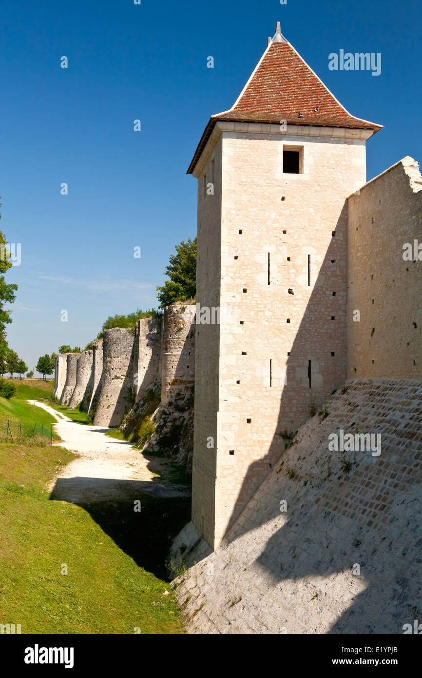 Mur autour de Provins, ville de foire médiévale, France Banque D'Images
