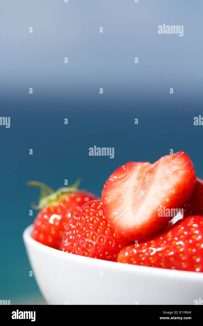Les fraises à l'Océan Banque D'Images