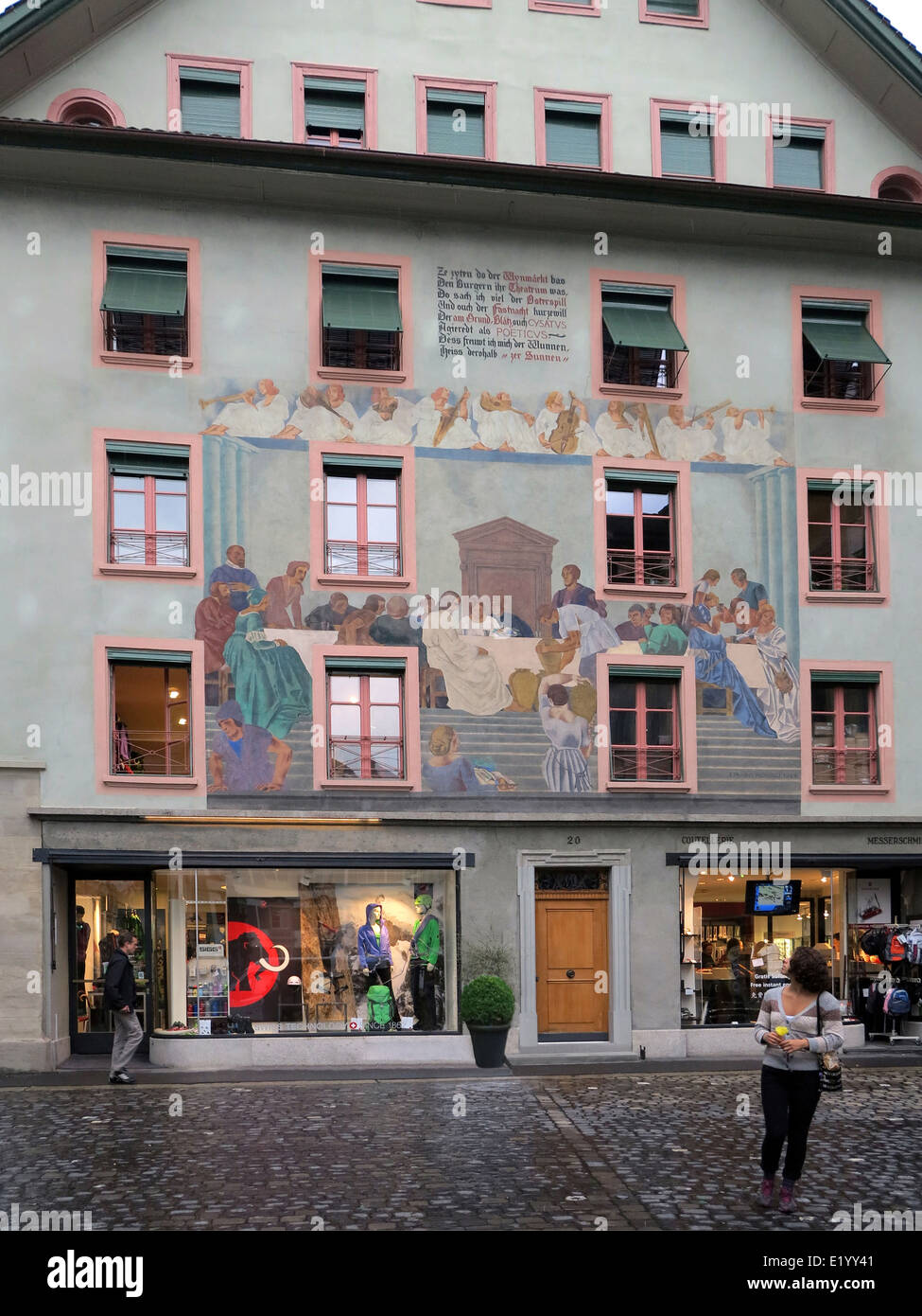 Lucerna.La place Weinmarkt, au cœur de la ville. Banque D'Images