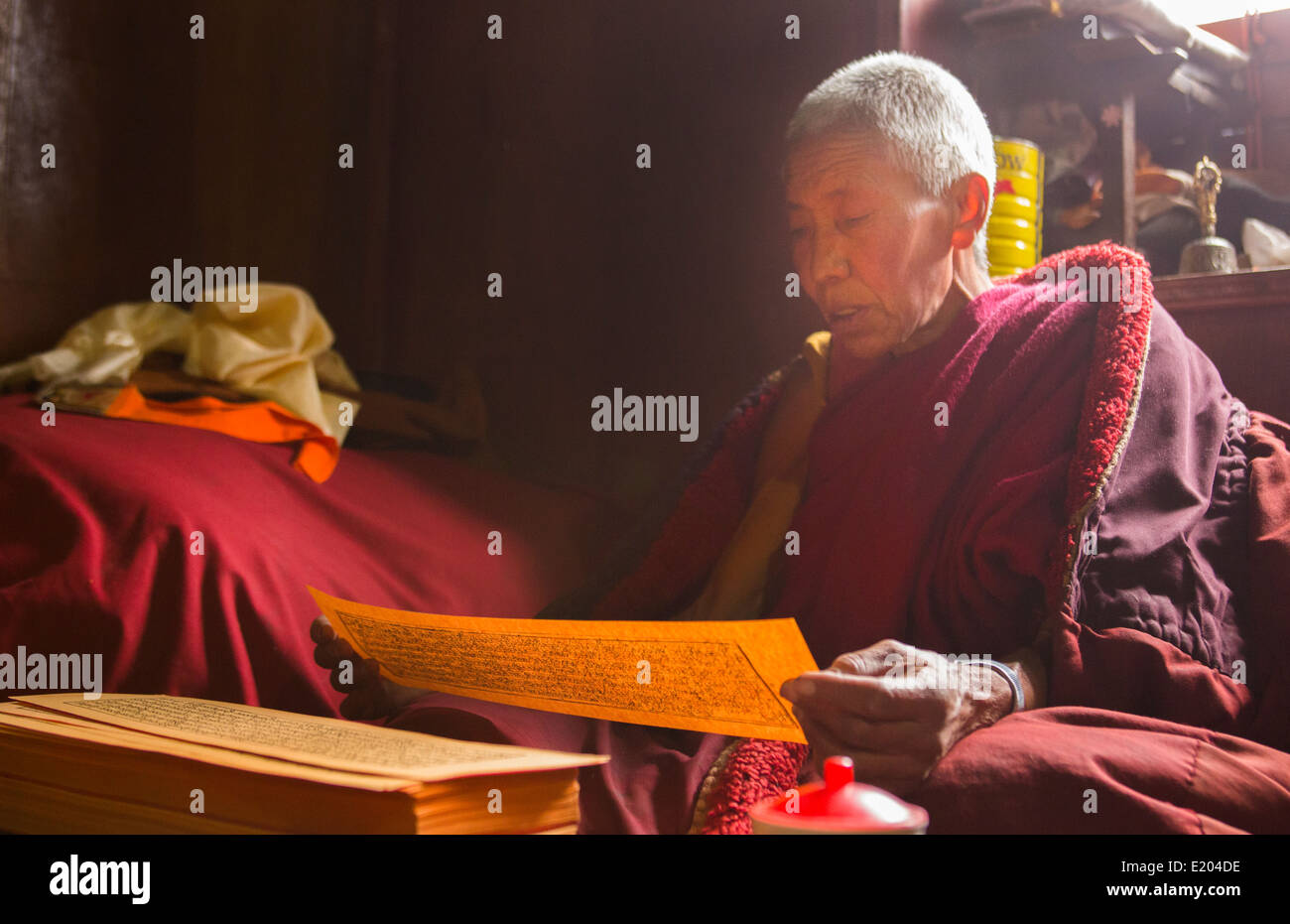 Le Népal Himalaya bouddhiste au monastère de Kharigandentenphelling dans le village de Thamo Everest 83 Mt de Solukhumbu Banque D'Images