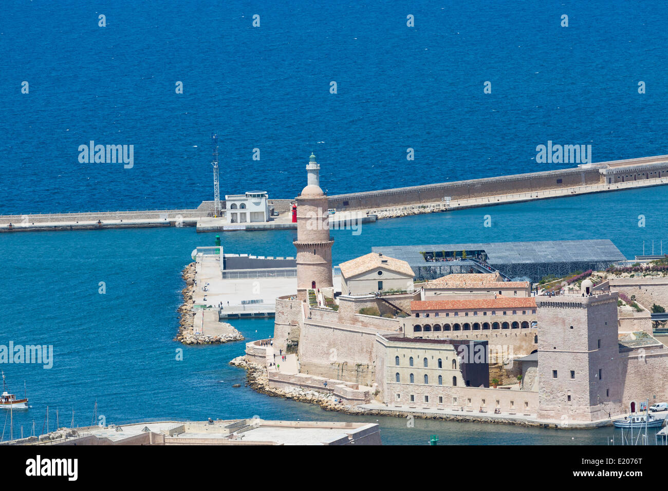 Vue aérienne sur le Bas Fort Saint Nicolas à Marseille, France Banque D'Images