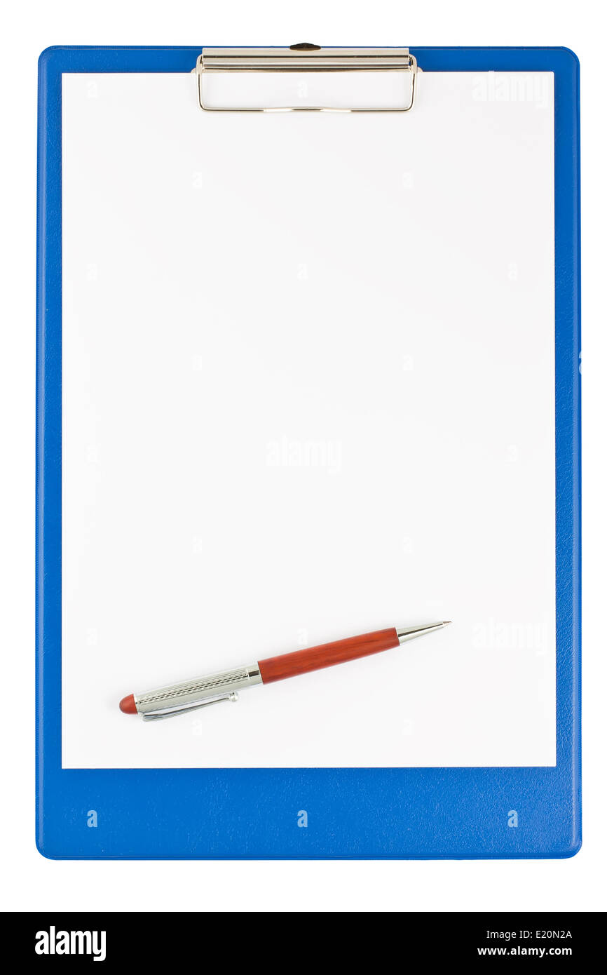 Presse-papiers en blanc avec un stylo Banque D'Images