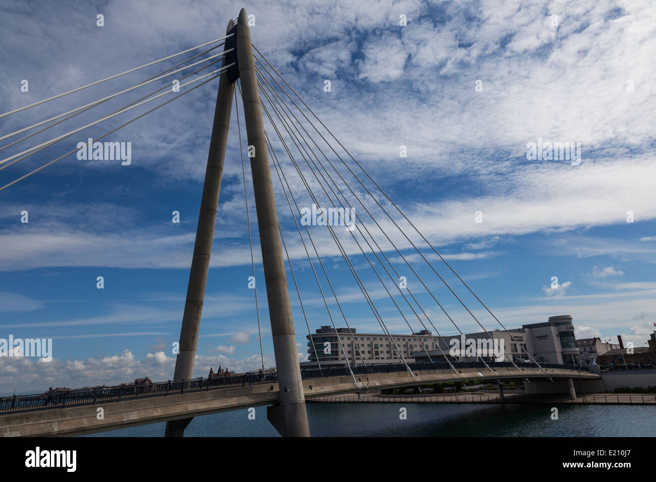 La Voie maritime le pont suspendu de la route de Southport Merseyside England. Banque D'Images