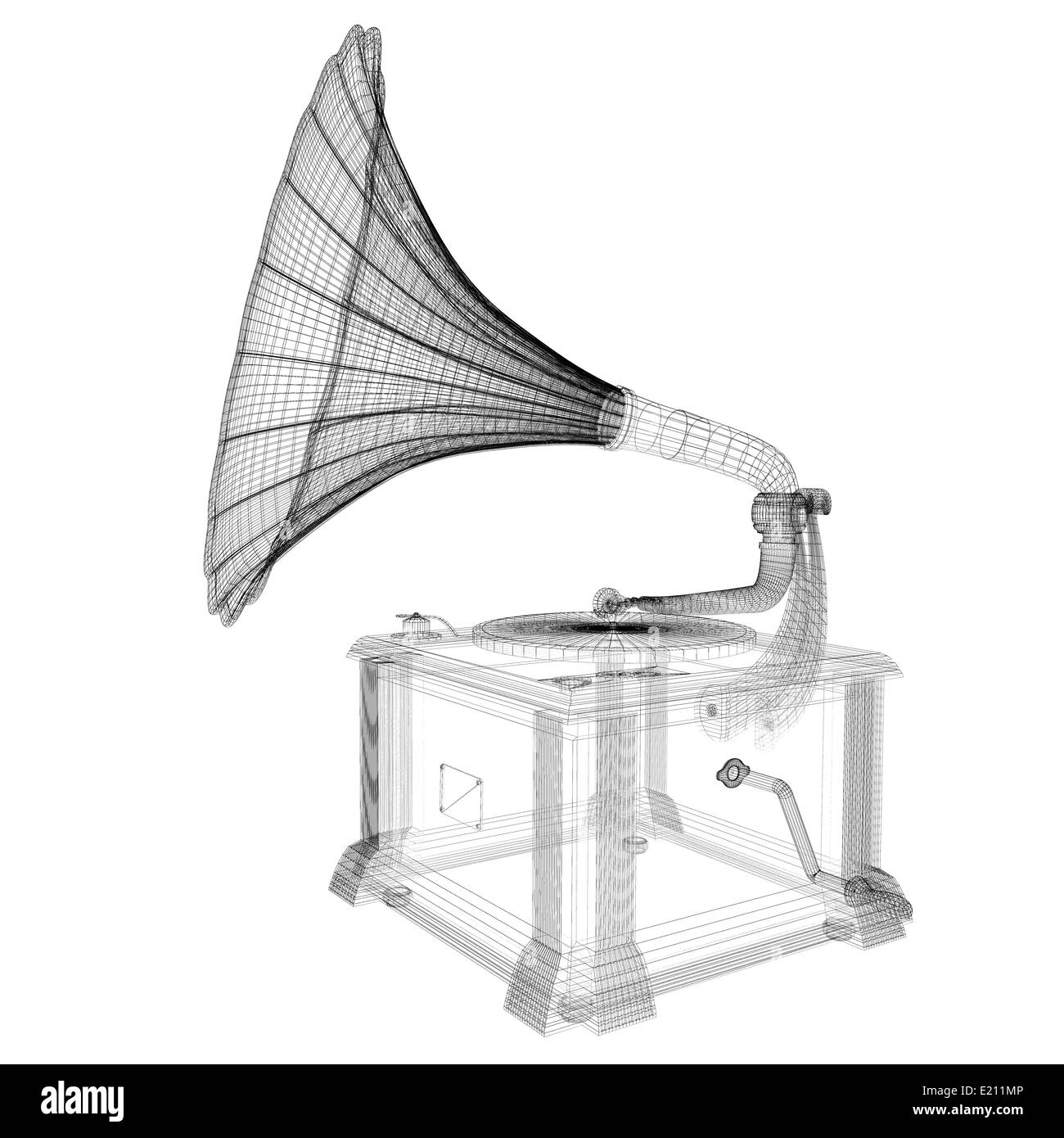 Gramophone modèle 3D de la structure du corps, modèle de fil Banque D'Images
