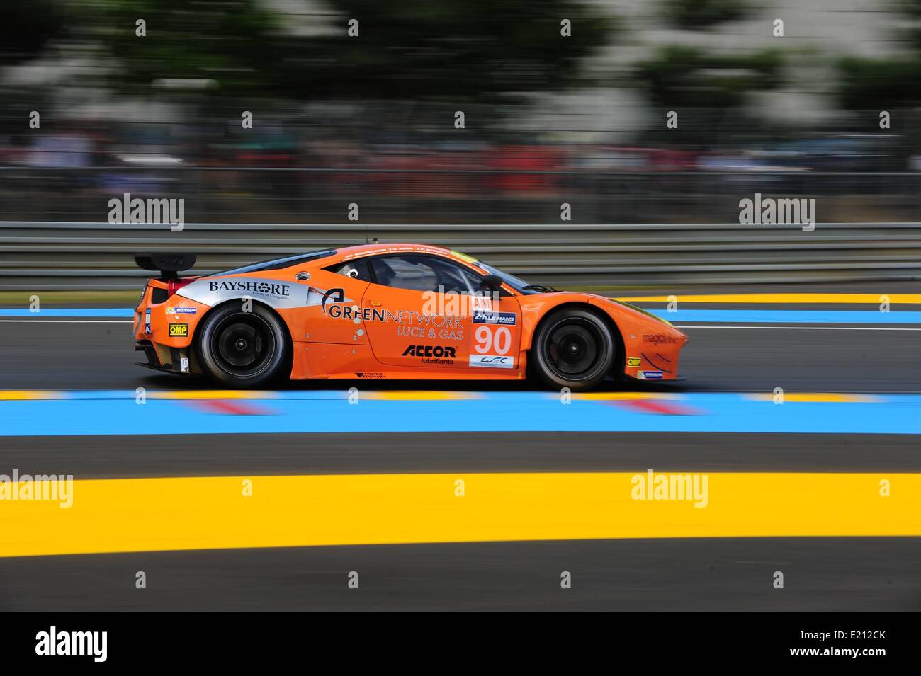 11.06.2014. Hippodrome du Mans, France. Le mans 24 heures de pratique. 90 8 ÉTOILES MOTORSPORTS (USA) Ferrari F458 ITALIA FRANK MONTECALVO (USA) GIANLUCA RODA (ITA) PAOLO RUBERTI (ITA) Banque D'Images