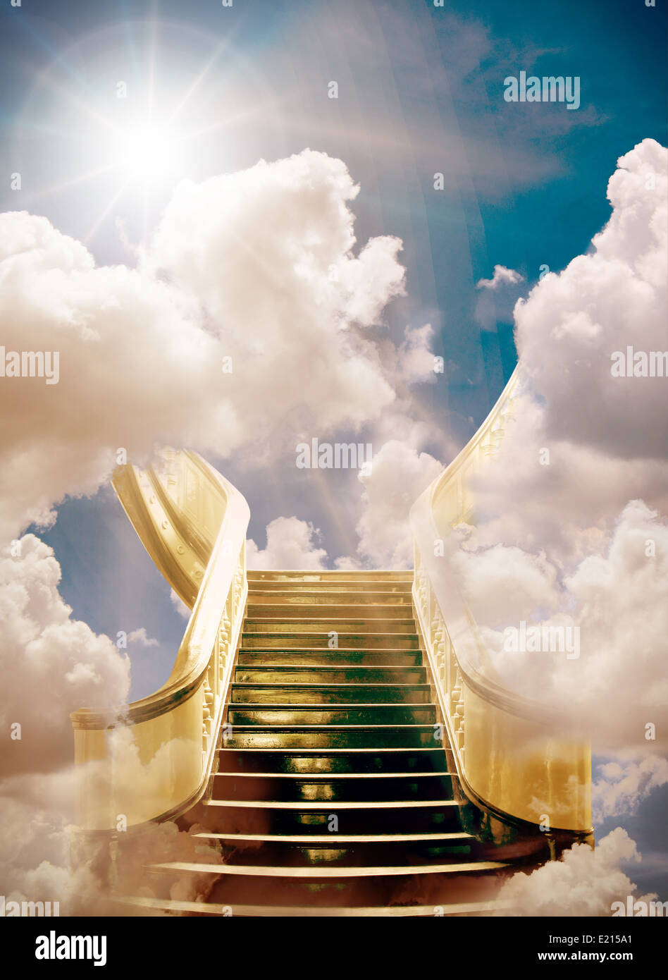 Golden stairway to heaven background Photo Stock - Alamy