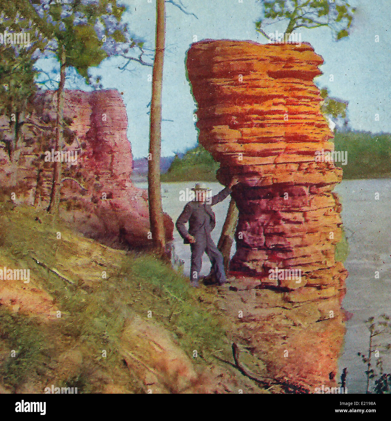 Chimney Rock, Wisconsin Dells de rivière, vers 1900 Banque D'Images