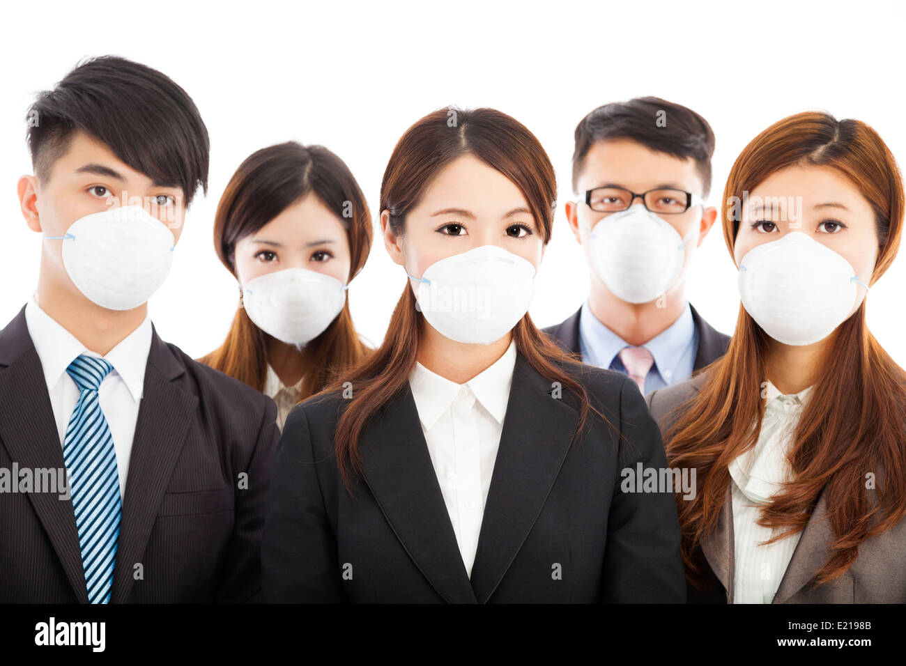 Les entreprises de personnes portant un masque d'exprimer des problèmes Banque D'Images