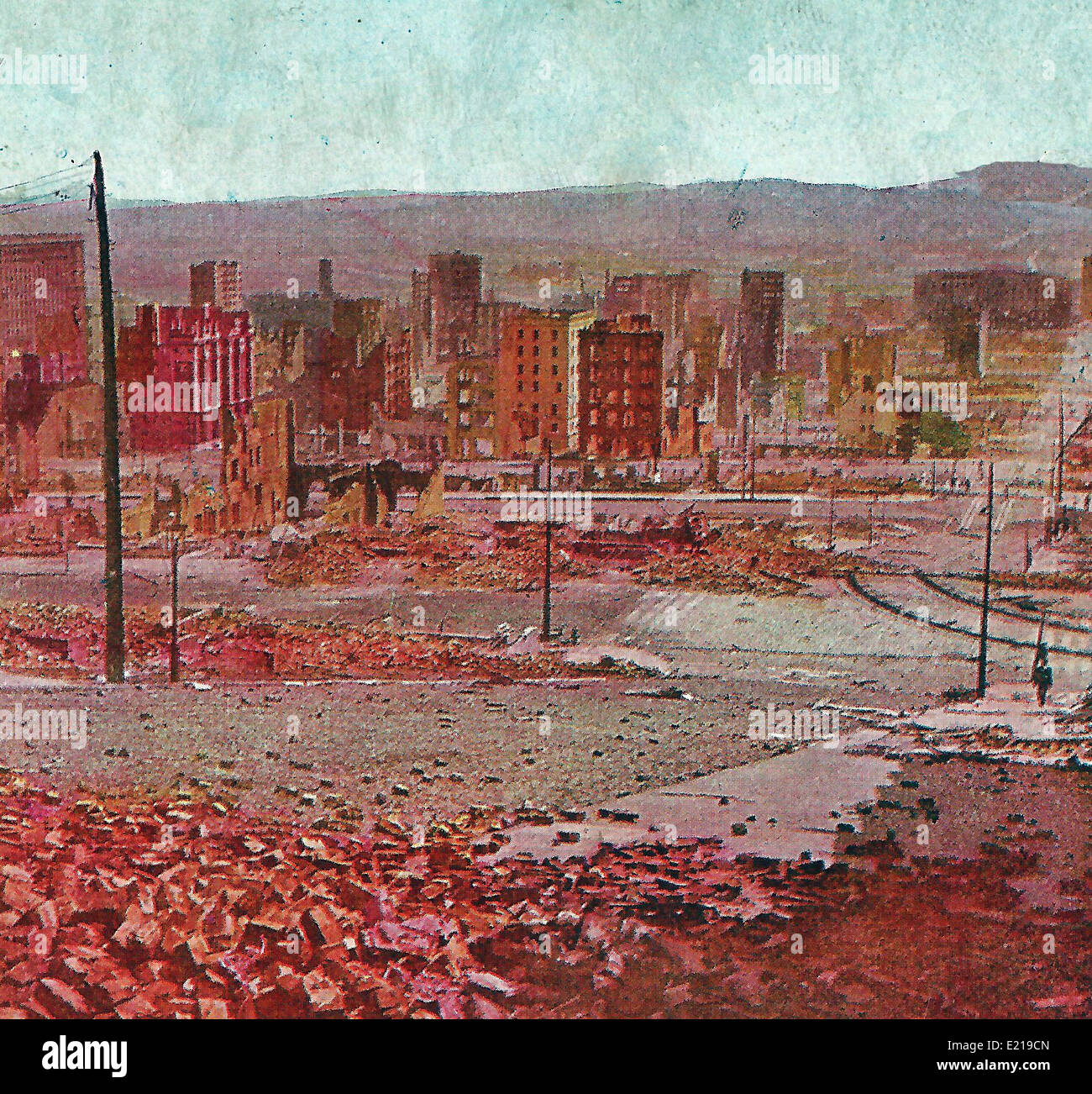 Les ruines de San Francisco en Californie et Jones St., montrant des ravages par le séisme et l'incendie, Avril 1906 Banque D'Images