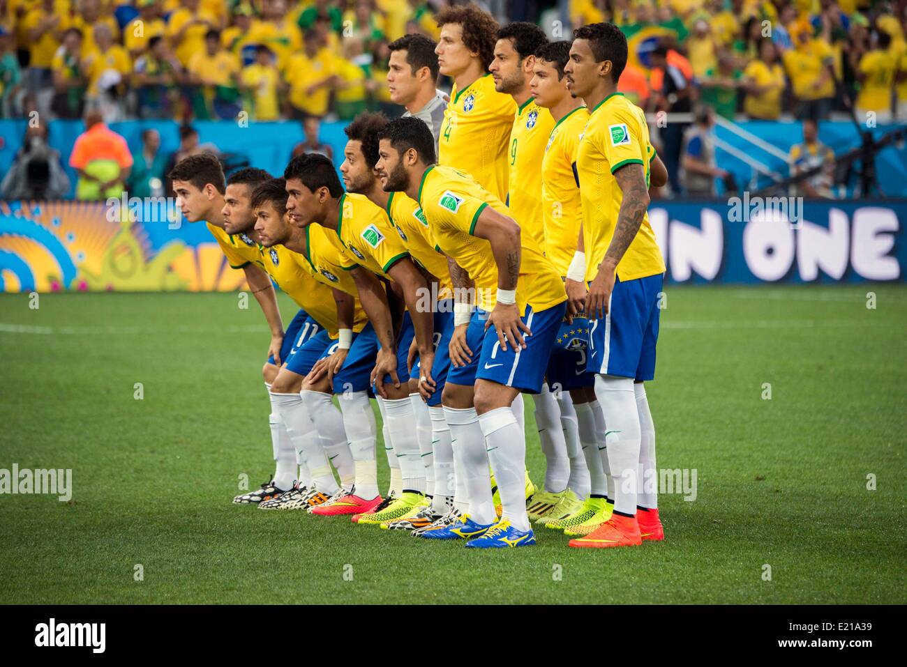Groupe de l'équipe du Brésil (BRA), 12 juin 2014 Football / Soccer - COUPE  DU MONDE : Brésil 2014 match du groupe A entre le Brésil 3-1 la Croatie à  l'Arène de
