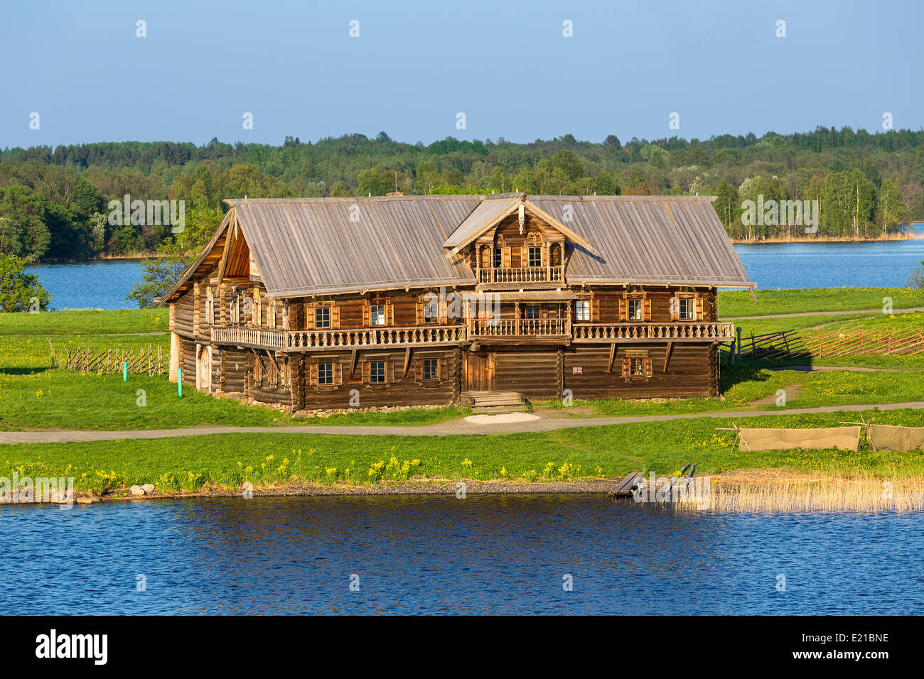 La Russie, l'île de Kizhi, la maison Oshevnev Banque D'Images