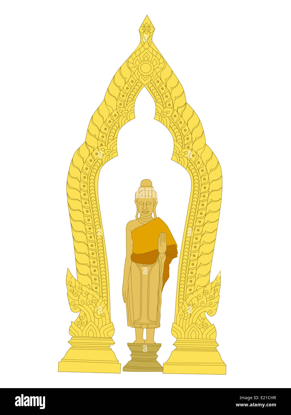 Illustration de Bouddha posent de bénédiction et Thai art sculpture Banque D'Images