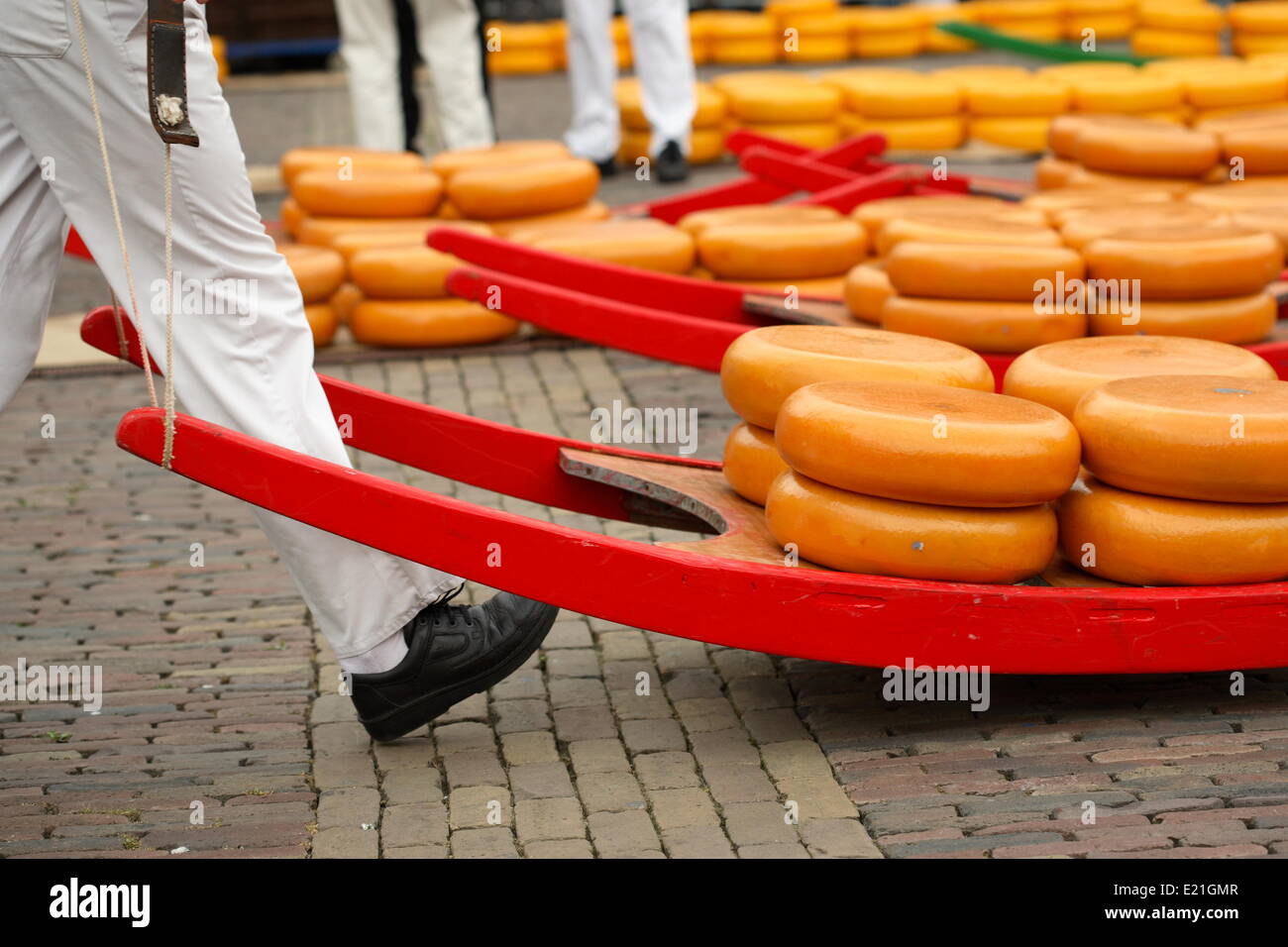 Le marché du fromage hollandais - Alkmaar Banque D'Images