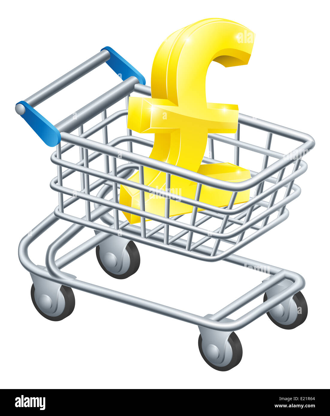 Concept de chariot devise Pound Pound sign dans un panier ou le chariot de supermarché Banque D'Images