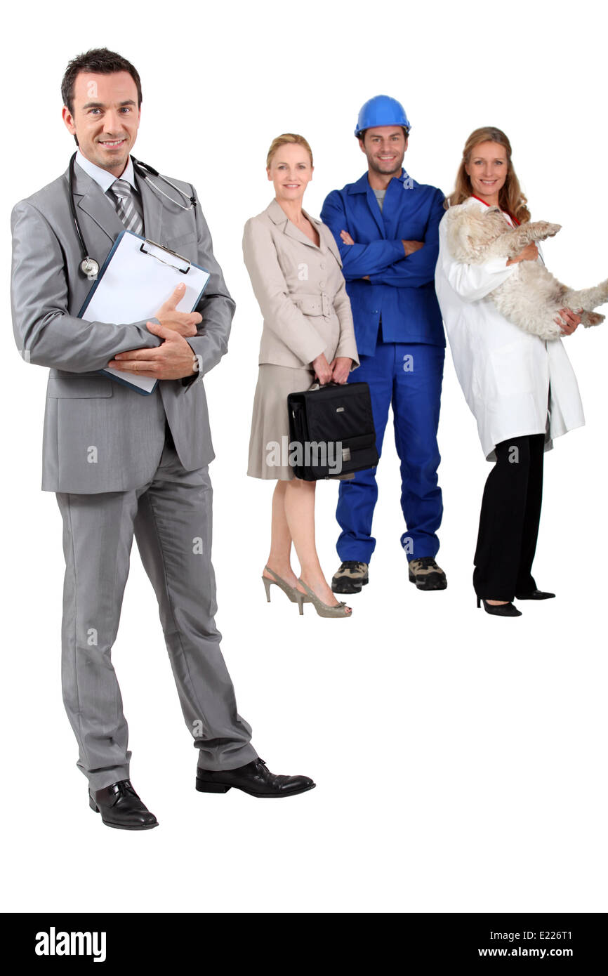 Illustrant quatre professions Banque D'Images