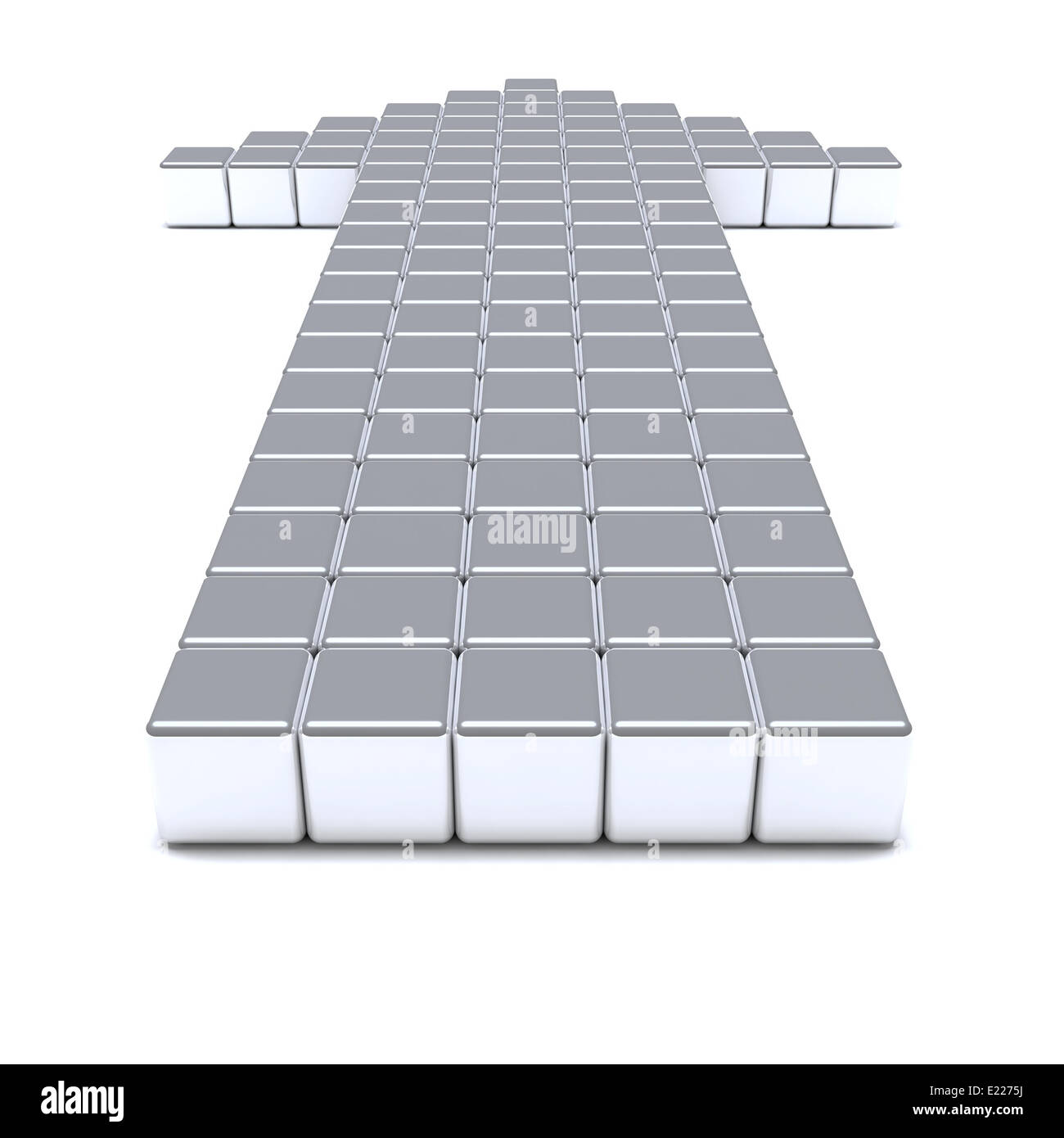 Flèche grise composée de cubes de métal Banque D'Images