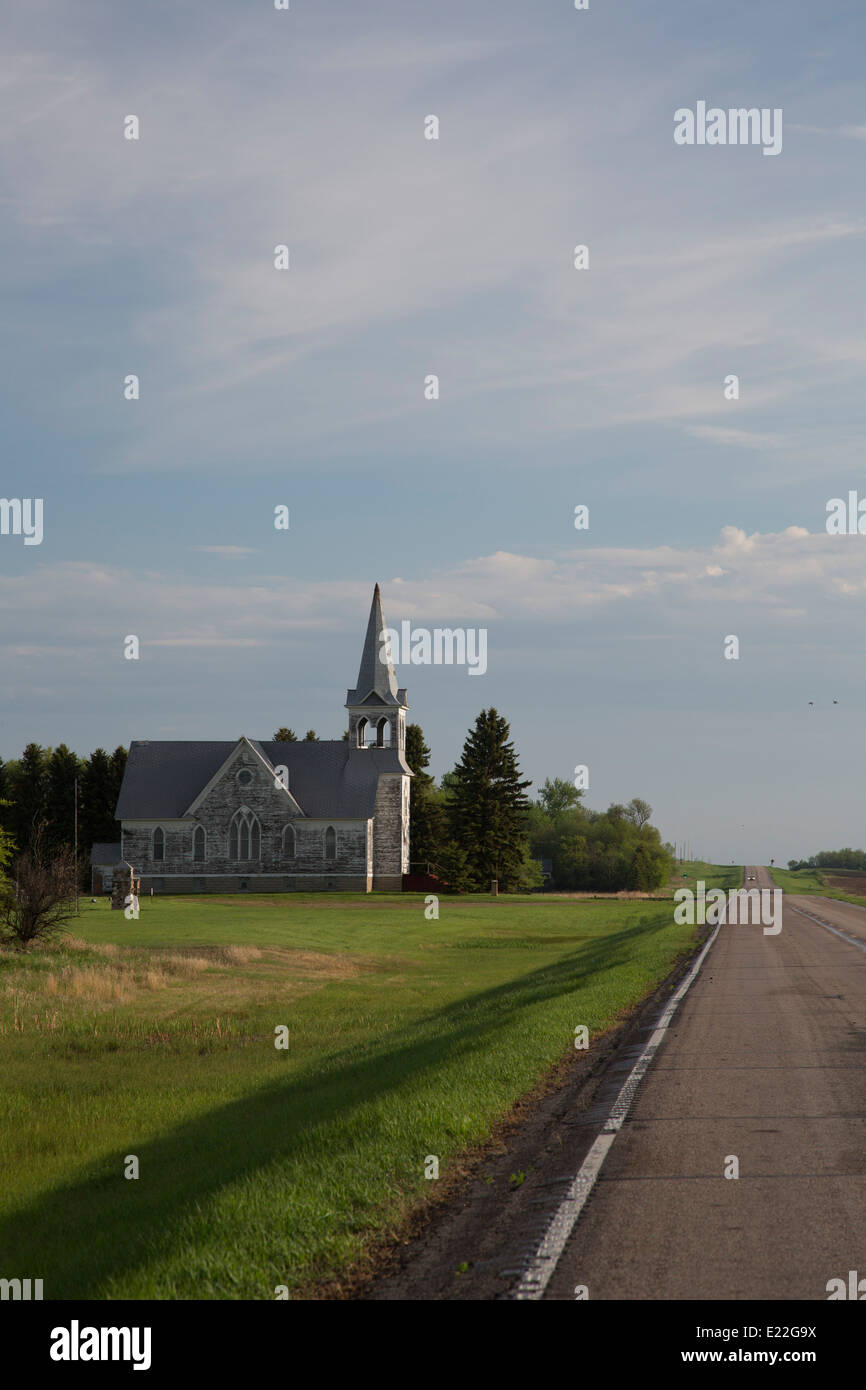 Maddock, North Dakota - Immanuel Lutheran Church, sur la Route 30, Dakota du Nord. Banque D'Images