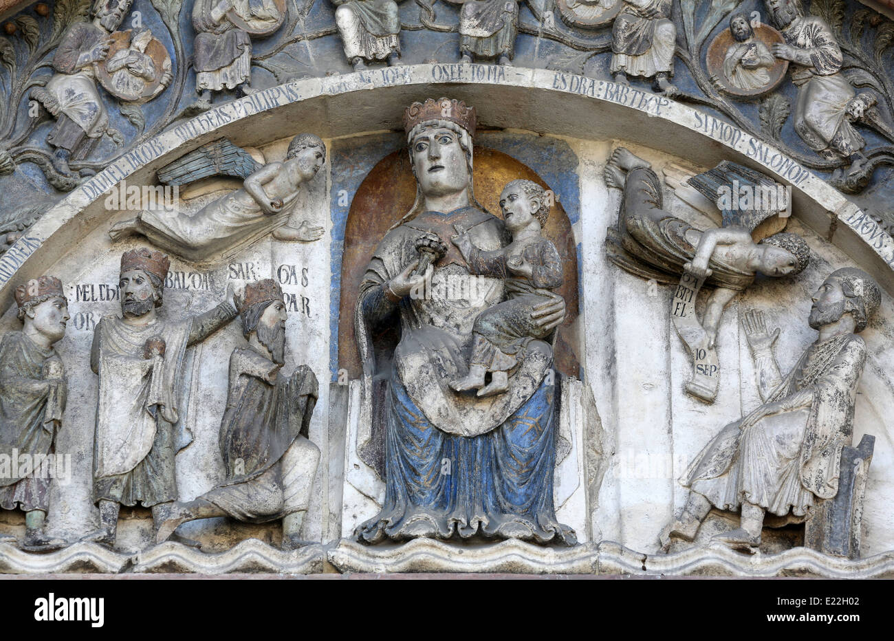 Vierge Marie avec l'enfant Jésus. Baptistère. Parme. Emilia-Romagna. L'Italie. Banque D'Images