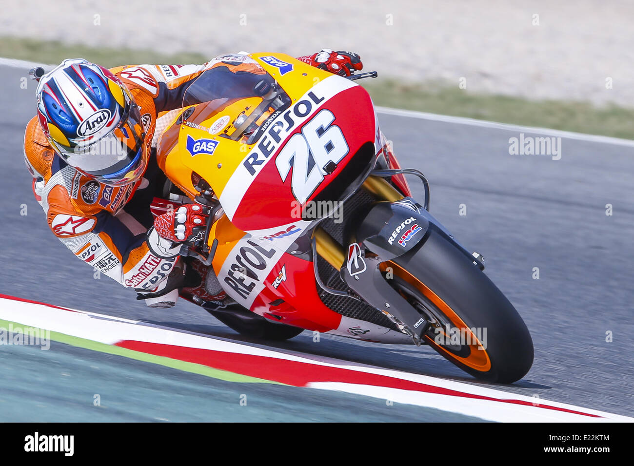 Bacelona, Espagne. 13 Juin, 2014. Barcelone Espagne -13 juin : Dani Pedrosa Moto GP dans la pratique libre célébrée dans le circuit de Barcelona-Catalunya, le 13 juin 2014 Photo : Mikel Trigueros/Urbanandsport Nurphoto/crédit : Mikel Trigueros/NurPhoto ZUMAPRESS.com/Alamy/Live News Banque D'Images